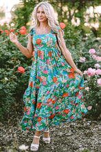 Load image into Gallery viewer, Retro Garden Tiered Ruffled Printed Sleeveless Dress
