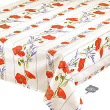 Load image into Gallery viewer, 60x120" Rectangular Poppies Cream Acrylic-Coated Cotton Tablecloth by Tissus Toselli
