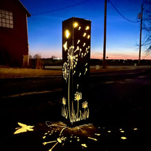 Load image into Gallery viewer, Blowing Dandelions Steel Luminary Pillar | Solar Light
