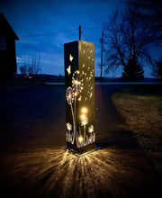 Load image into Gallery viewer, Blowing Dandelions Steel Luminary Pillar | Solar Light
