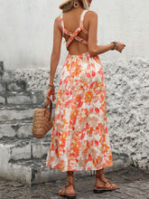 Load image into Gallery viewer, Coral Charm Crisscross Printed Square Neck Midi Dress
