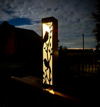 Load image into Gallery viewer, Cardinal at Dusk Luminary Pillar w/ Solar Cap | Steel
