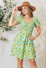 Load image into Gallery viewer, Lemon &amp; Lime Smocked Scoop Neck Flounce Sleeve Mini Dress
