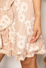 Load image into Gallery viewer, Floral &amp; Lace Pompom Detail Tie-Waist Flutter Sleeve Dress
