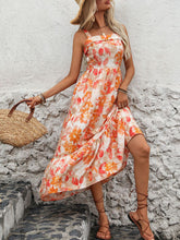 Load image into Gallery viewer, Coral Charm Crisscross Printed Square Neck Midi Dress
