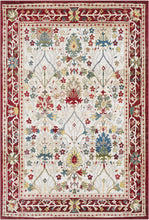 Load image into Gallery viewer, Neola White/Red Damask Area Rug
