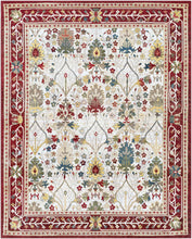 Load image into Gallery viewer, Neola White/Red Damask Area Rug
