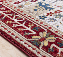 Load image into Gallery viewer, Neola White/Red Damask Area Rug
