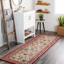 Load image into Gallery viewer, Neola White/Red Damask Area Rug
