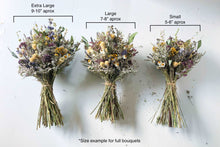 Load image into Gallery viewer, Dried Flower Bouquet with Blue Lavender, Pink Gomphrena, Daisies, Wheat &amp; Oregano
