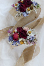 Load image into Gallery viewer, Dried Flower Corsage with Red Roses &amp; Blue Lavender / Bridal bouquet for Wedding / Rustic Boho and Wedding Accessories / Wildflowers
