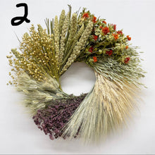 Load image into Gallery viewer, Autumn / Fall Wheel dried herb and grain Wreath Measure 19-20 inches - handmade in the USA
