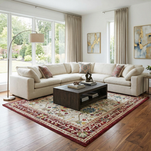 Load image into Gallery viewer, Neola White/Red Damask Area Rug
