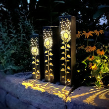 Load image into Gallery viewer, Sunflowers Under the Stars Luminary Pillars w/ Solar Cap
