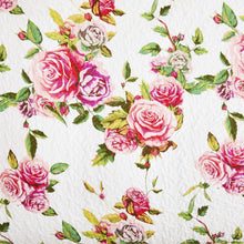 Load image into Gallery viewer, Bedding Romantic Roses Floral Throw Blanket - Lovely Spring Pink &amp; White Scalloped Colorful Lightweight Breathable - Bright Vibrant Quilted Throw Blanket - 50 x 60
