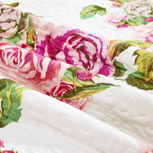 Load image into Gallery viewer, Bedding Romantic Roses Floral Throw Blanket - Lovely Spring Pink &amp; White Scalloped Colorful Lightweight Breathable - Bright Vibrant Quilted Throw Blanket - 50 x 60
