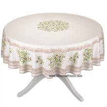 Load image into Gallery viewer, French Provencal tablecloth - Cotton, natural or acrylic-coated - 70" round - Clos des Oliviers cream | Label France
