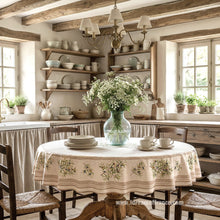 Load image into Gallery viewer, French Provencal tablecloth - Cotton, natural or acrylic-coated - 70" round - Clos des Oliviers cream | Label France
