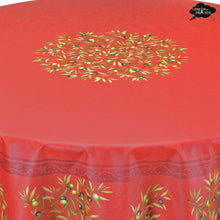 Load image into Gallery viewer, French Provencal tablecloth - Cotton, natural or acrylic-coated - 70" round - Clos des Oliviers red | Label France
