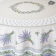 Load image into Gallery viewer, French Provencal tablecloth - Acrylic coated cotton, Spill-proof - 70" round - Lauris natural | Tissus Toselli
