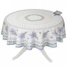 Load image into Gallery viewer, French Provencal tablecloth - Acrylic coated cotton, Spill-proof - 70" round - Lauris natural | Tissus Toselli

