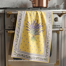 Load image into Gallery viewer, French kitchen towel - Printed cotton - Lauris yellow | Tissus Toselli
