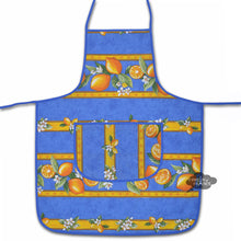 Load image into Gallery viewer, Lemons Blue Cotton Kitchen Apron by Tissus Toselli
