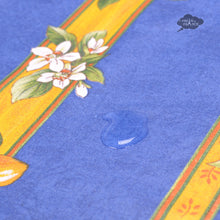 Load image into Gallery viewer, French Provencal tablecloth - Acrylic coated cotton, Spill-proof - 58" square - Lemons blue | Tissus Toselli
