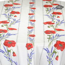 Load image into Gallery viewer, 58" Round Poppies Cream Acrylic-Coated Cotton Tablecloth by Tissus Toselli
