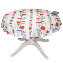 Load image into Gallery viewer, 58" Round Poppies Cream Acrylic-Coated Cotton Tablecloth by Tissus Toselli
