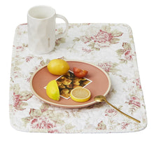 Load image into Gallery viewer, Bedding Set of 4-Pieces Dainty Cottage Floral Roses Quilted Cotton Dining Table Placemats 13” x 19” (3036)
