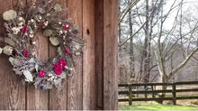 Load and play video in Gallery viewer, Romantic Winter Garden. Eucalyptus and Dried Floral Wreath - Wonderful Christmas wreath
