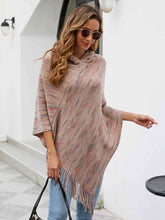 Load image into Gallery viewer, Winter skies Fringe Hem Hooded Poncho
