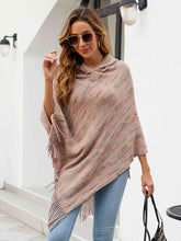 Load image into Gallery viewer, Winter skies Fringe Hem Hooded Poncho
