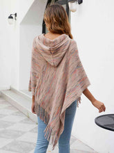 Load image into Gallery viewer, Winter skies Fringe Hem Hooded Poncho
