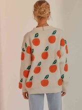 Load image into Gallery viewer, Georgia Peach Printed Round Neck Drop Shoulder Sweater
