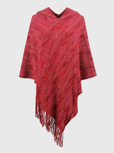 Load image into Gallery viewer, Winter skies Fringe Hem Hooded Poncho
