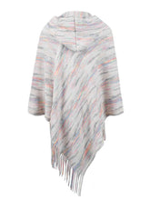 Load image into Gallery viewer, Winter skies Fringe Hem Hooded Poncho
