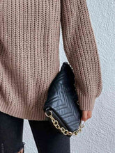 Load image into Gallery viewer, Winter Gathering Full Size Turtleneck Rib-Knit Slit Sweater
