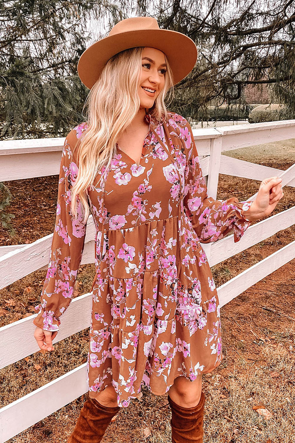 Floral Flounce Sleeve Tiered Dress – The Gathering Garden