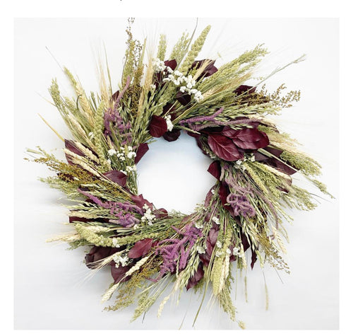 Plum Harvest Dried Flower Wreath