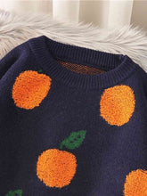 Load image into Gallery viewer, Georgia Peach Printed Round Neck Drop Shoulder Sweater
