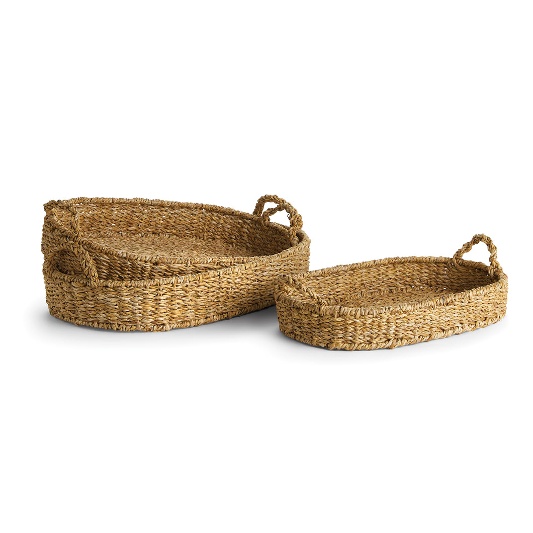 Seagrass Oval Trays, Set Of 3