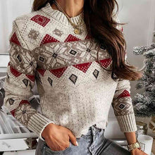 Load image into Gallery viewer, Snowflake Round Neck Sweater
