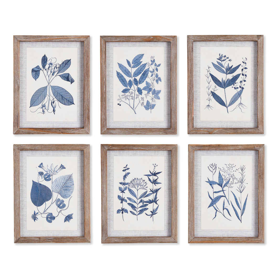 Blue Leaf Petite Prints, Set Of 6