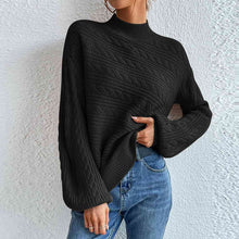 Load image into Gallery viewer, Snow drop Sleeve - Cable-Knit Mock Neck Long Sleeve Sweater
