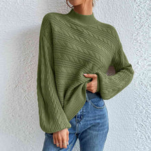 Load image into Gallery viewer, Snow drop Sleeve - Cable-Knit Mock Neck Long Sleeve Sweater
