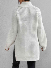 Load image into Gallery viewer, Winter Gathering Full Size Turtleneck Rib-Knit Slit Sweater
