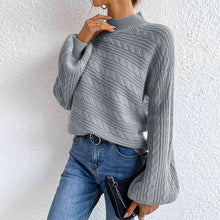 Load image into Gallery viewer, Snow drop Sleeve - Cable-Knit Mock Neck Long Sleeve Sweater
