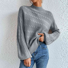 Load image into Gallery viewer, Snow drop Sleeve - Cable-Knit Mock Neck Long Sleeve Sweater
